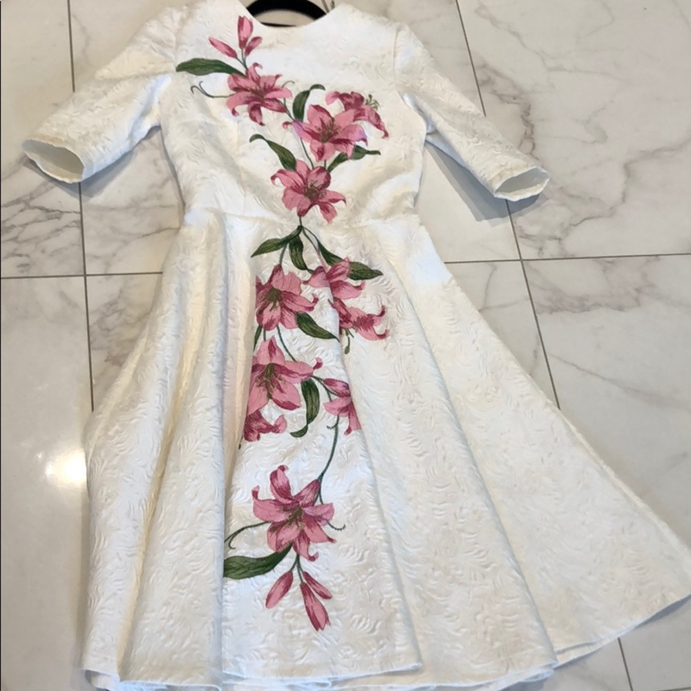 Chi chi london white and pink floral dress